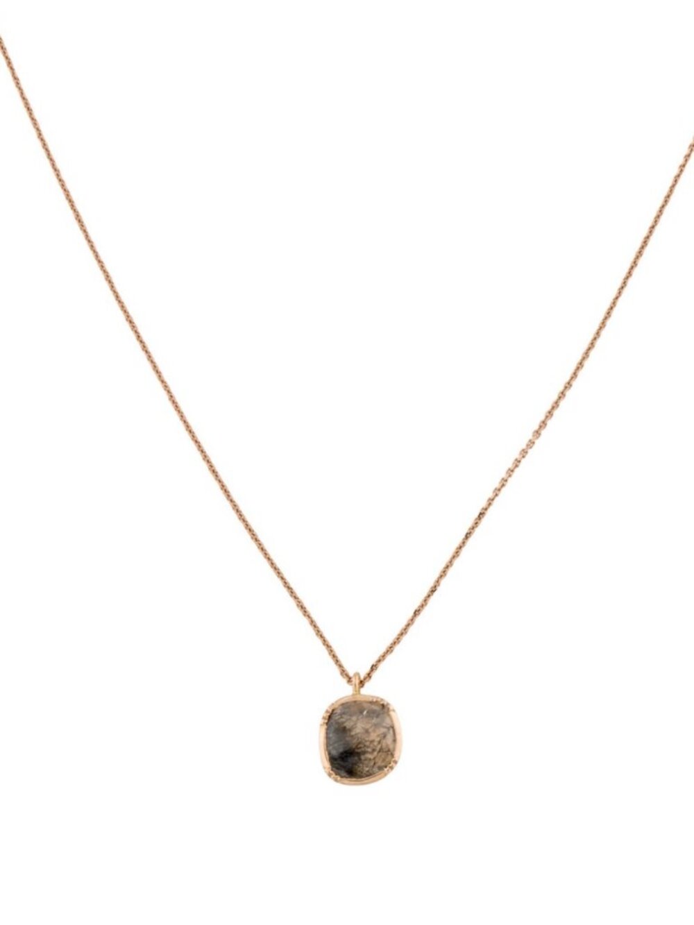 18K 750 ROSE GOLD DIAMOND SLICE PENDANT NECKLACE